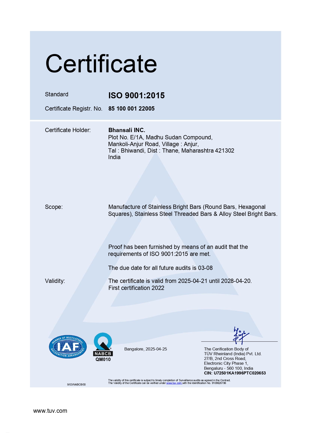 Certificates